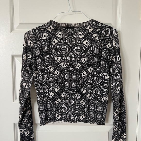 Express Black & White Lace Cardigan with Crystal Buttons - Picture 4 of 4